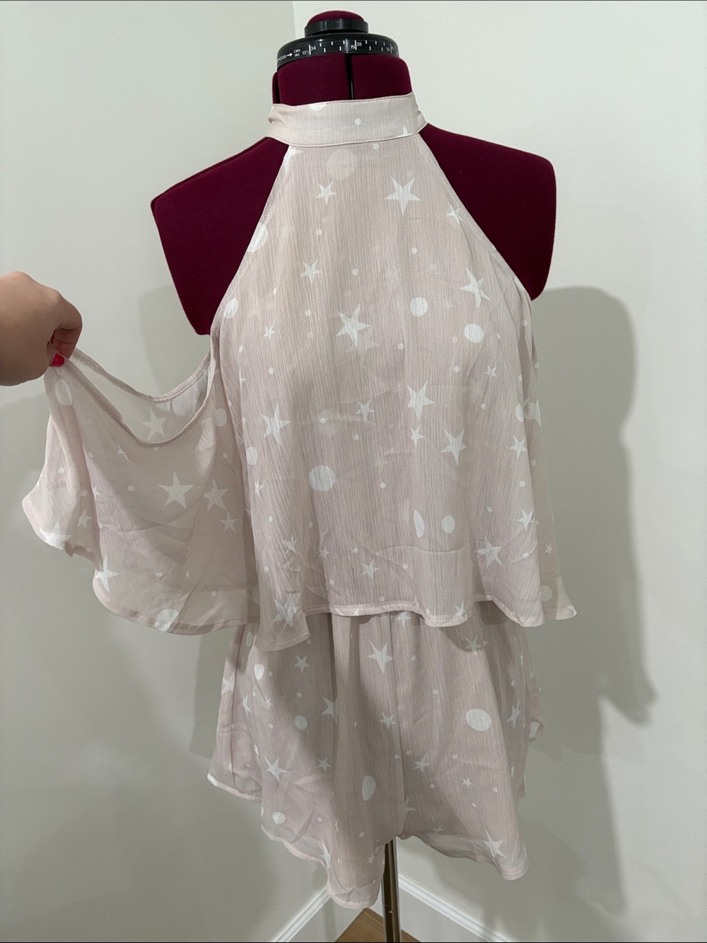 Sabo Skirt Light Pink Star Print Halter Romper